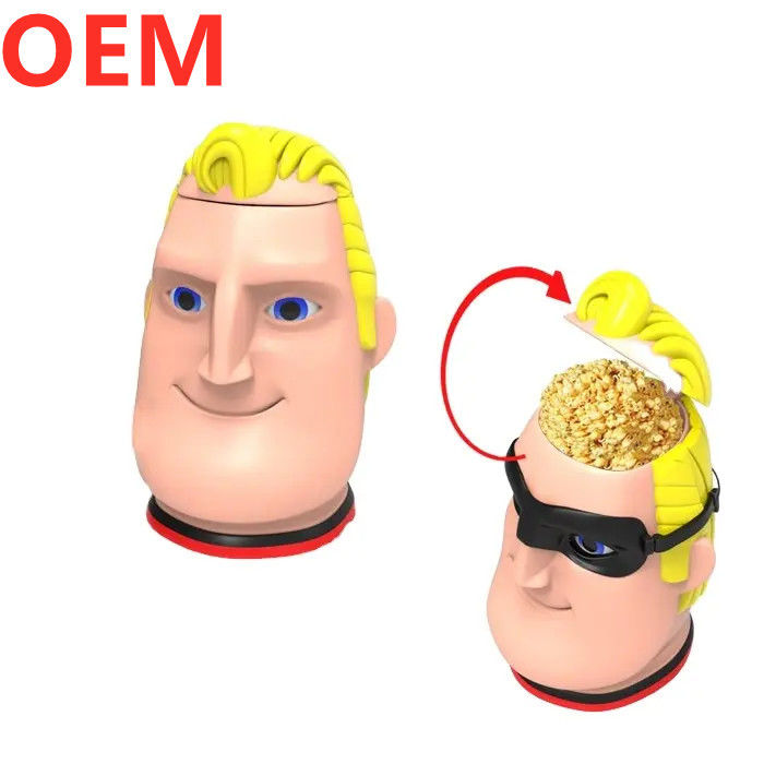 Özel Yaratıcı Karikatür Patlamış Mısır Kovanı OEM Tasarımı 3d Plastik Patlamış Mısır Kovanı Konteyneri