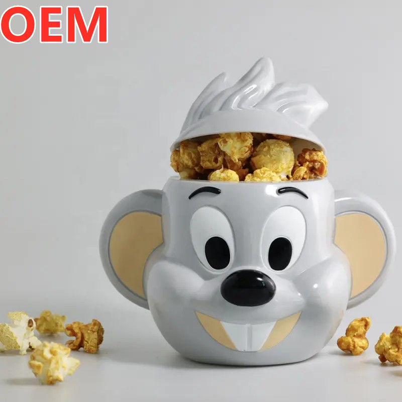 Özel Yaratıcı Karikatür Patlamış Mısır Kovanı OEM Tasarımı 3d Plastik Patlamış Mısır Kovanı Konteyneri