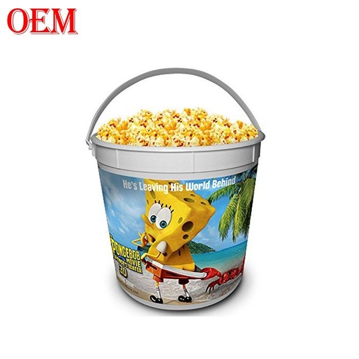 Özel yapımı basılı Film Yıldızı Kapaklı Plastik Patlamış Mısır Konteyneri Kovası