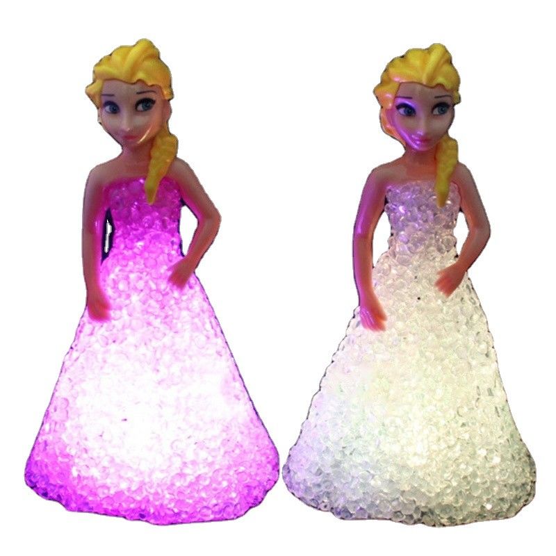 Mini Özel Elsa Anna Sofia LED Renkli Işıklar Gradient Kristal Gece Lamba Prenses