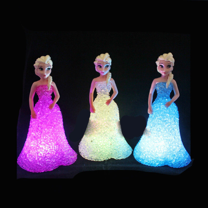 Mini Özel Elsa Anna Sofia LED Renkli Işıklar Gradient Kristal Gece Lamba Prenses