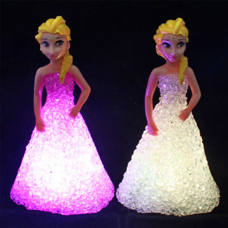 Mini Özel Elsa Anna Sofia LED Renkli Işıklar Gradient Kristal Gece Lamba Prenses