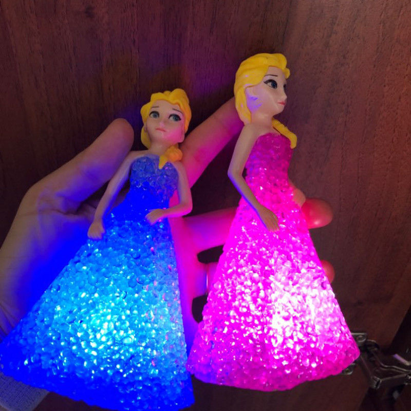 Mini Özel Elsa Anna Sofia LED Renkli Işıklar Gradient Kristal Gece Lamba Prenses