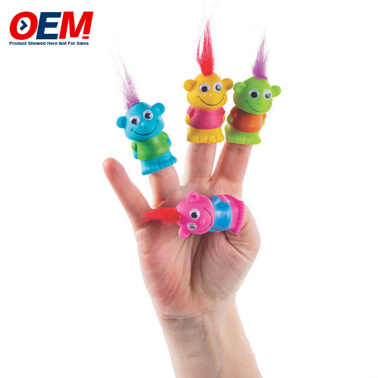 Özel Plastik Hayvan Dinozor Parmak Oyuncakları OEM Orman Karakteri Parmak Kuklaları Silikon Çocuk Oyuncağı