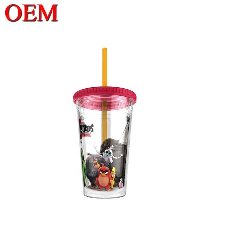 Özel Şekil Çift Duvarlı Plastik Saman Kupası Tekrar Kullanılabilir Su Kupası OEM Plastik Oyuncak Fabrikası