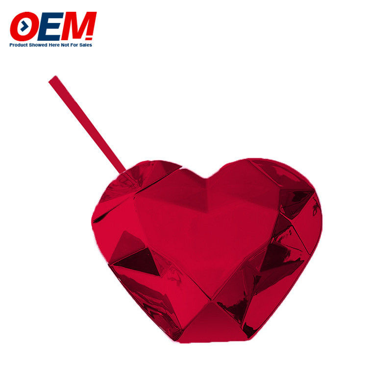 Custom PP Double Wall Cup With Straw OEM Sweet Heart 450ml Plastik Su Kupası