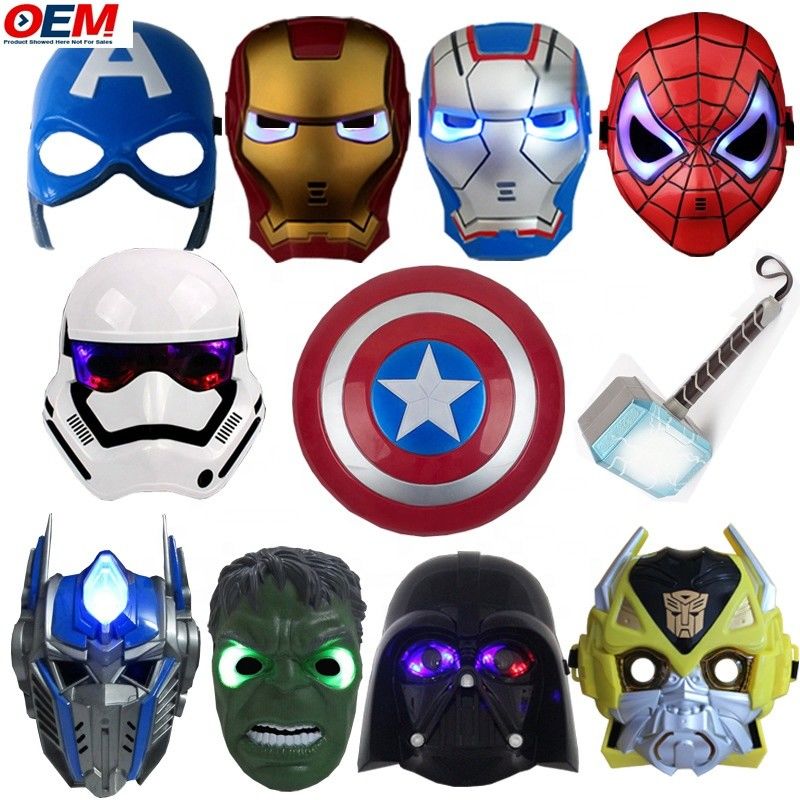 Özel Cadılar Bayramı Maskeleri PVC Süper Kahraman Örümcek Demir Kahraman Hulk Captain America Maskeleri Cosplay Kostümleri Yüz Maske