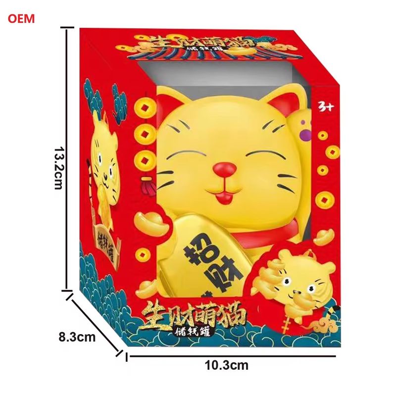 OEM kabul edilir Lucky Cat Coin Çocuklar için Banka Para Kutusu Özel Renkli Not Sadece OEM