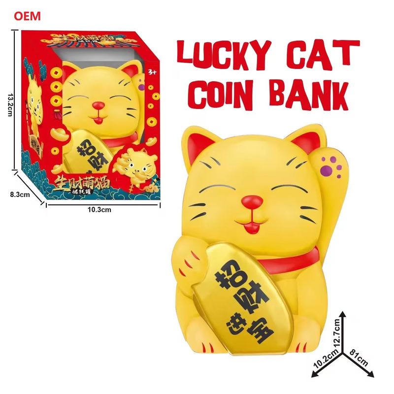OEM kabul edilir Lucky Cat Coin Çocuklar için Banka Para Kutusu Özel Renkli Not Sadece OEM