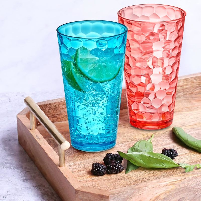 Kapaklı ve samanlı akrilik çanak çift duvarlı karışık renkli kendi tasarımınızla tekrar kullanılabilir plastik bardaklar