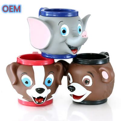Özel 3D Plastik Karikatür Hayvan Dondurma Kupası OEM Tasarım 3D Anime Kupası