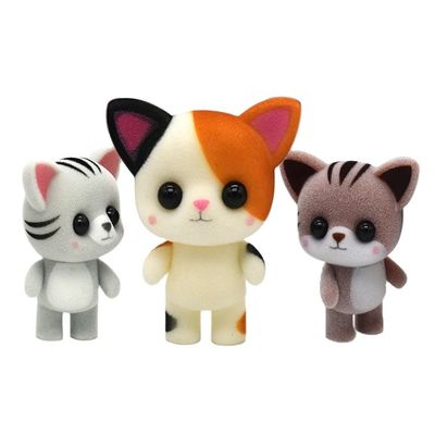 Özel Flocking Plastik Hayvan Oyuncağı Karikatür Mini PVC Kör Kutusu Flocked Figürler