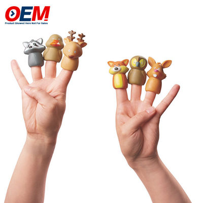 Özel Plastik Hayvan Dinozor Parmak Oyuncakları OEM Orman Karakteri Parmak Kuklaları Silikon Çocuk Oyuncağı