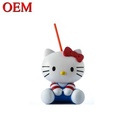Üretim Karikatür Karakter Özel 3D kedi PP Cola Cup OEM Plastik / Vinil figür