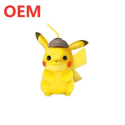 Özel yapım Plastik Şekil 3D Karikatür Pikachu Şekil Saman bardağı özel PVC bardağı