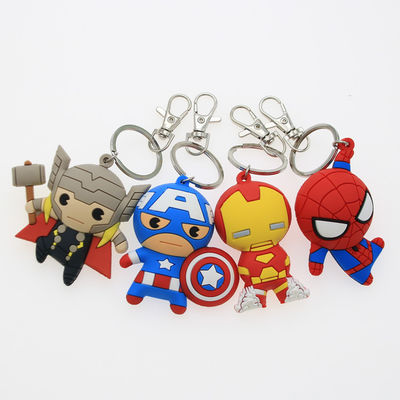 Özel 3D Karikatür Anime Kaptan Amerika Kauçuk Anahtar Zinciri Pvc Anahtar Zinciri Okul Çantası