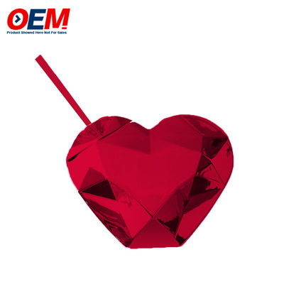 Custom PP Double Wall Cup With Straw OEM Sweet Heart 450ml Plastik Su Kupası