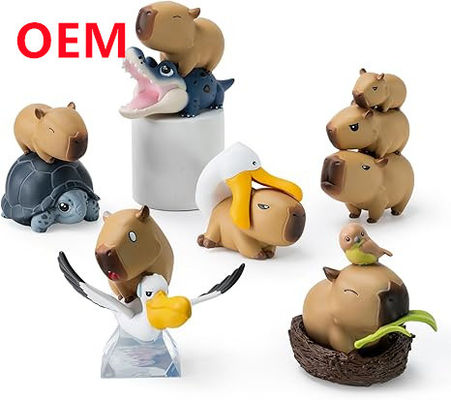 Özel Komik Hayvan Oyuncakları Yapılmış 6 Tasarım PVC Bebekler OEM PVC Malzeme Mini Oyuncaklar